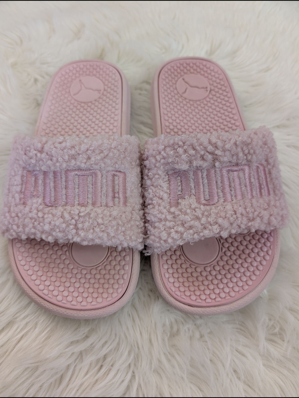 PUMA Cool Cat Sherpa slide sandals in lotus pink colorway Size 5 - Picture 3 of 10